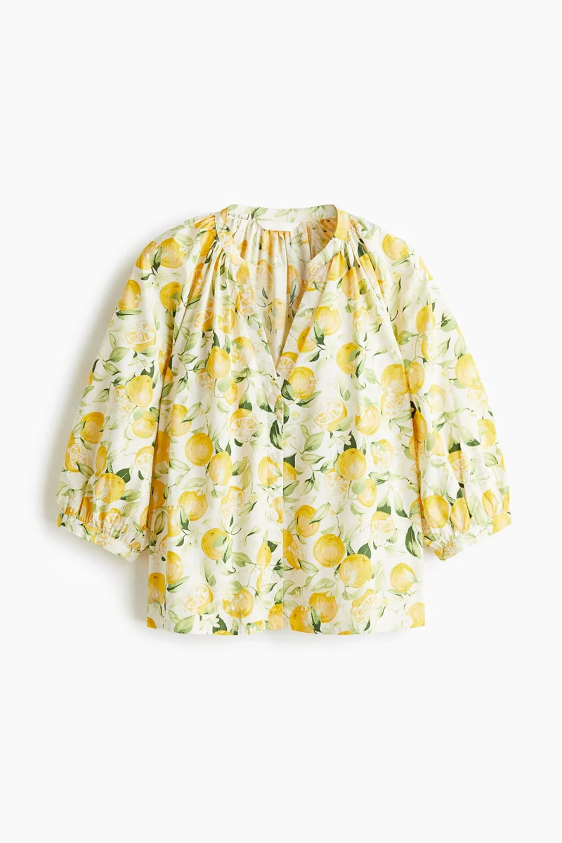 H&M Balloon-sleeved poplin blouse