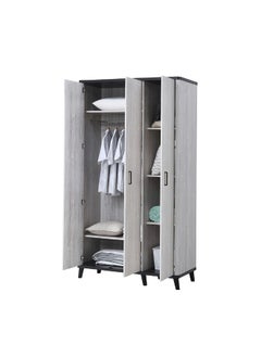 Kirwin 3 Door Wardrobe Extra Sturdy Closet Clothes Storage Cupboard Modern Design Space Saving Swing Door Cabinet For Bedroom Made In Malaysia L119.5Xw53Xh220Cm - Grey Oak/Black - pzsku/ZBEB5DBF1425B292A3BA3Z/45/_/1736252012/6ea776d4-8bfd-455e-b69a-4fe96d3a6c4e