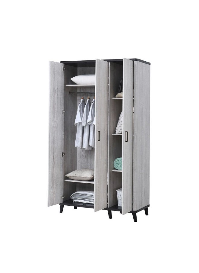 DANUBE HOME Kirwin 3 Door Wardrobe Extra Sturdy Closet Clothes Storage Cupboard Modern Design Space Saving Swing Door Cabinet For Bedroom Made In Malaysia L119.5Xw53Xh220Cm - Grey Oak/Black  - Image 2