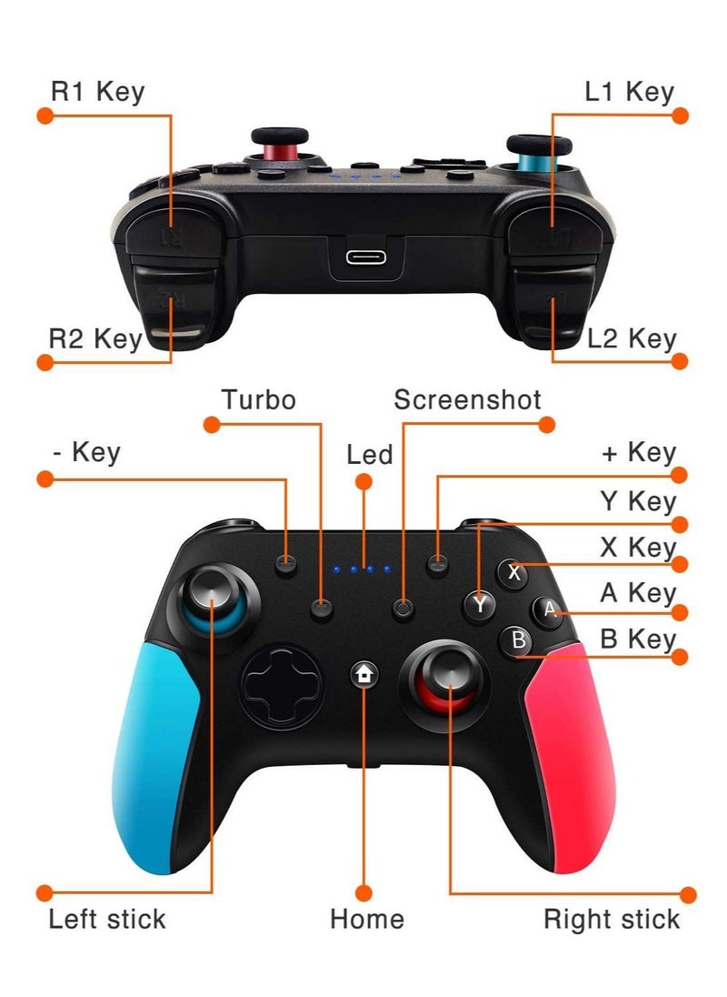 Generic Switch Controller, Wireless Pro Controller Compatible with Nintendo Switch/Switch Lite/Switch OLED Controller for Switch with Wake-up, Turbo Vibration  - Image 2