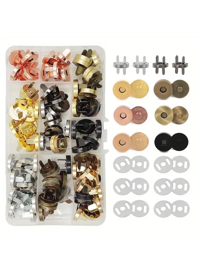 60 Sets 14mm Mixed 6 Colors Magnetic Buckle Thick Boxed - Image 1
