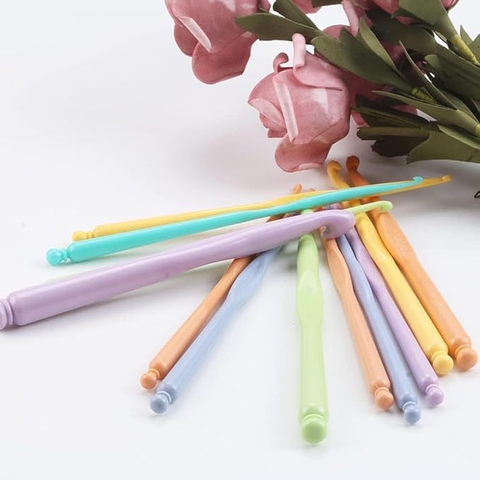 Prabhas Designs 12 pcs Lightweight Crochet Hooks Plastic Crochet Needles Set DIY Yarn Weaving Tools Knitting Kit to Make Socks, Hat, Scarf, Bag, Cap etc.,  - Image 3