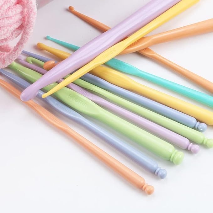Prabhas Designs 12 pcs Lightweight Crochet Hooks Plastic Crochet Needles Set DIY Yarn Weaving Tools Knitting Kit to Make Socks, Hat, Scarf, Bag, Cap etc.,  - Image 2