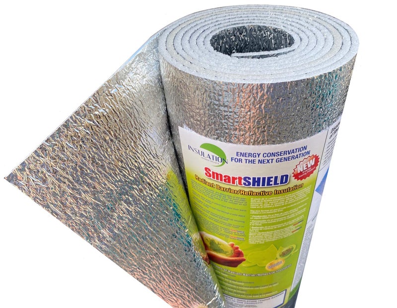 INSULATION MARKETPLACE سوق العزل SmartSHIELD -3mm 24inx10Ft لفافة عزل عاكسة، حاجز إشعاعي من رغوة، درع عزل حراري - رقائق هندسية - Image 1