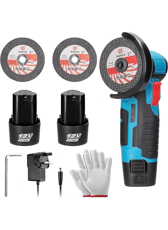 WEMART - Mini Angle Grinder 19500Rpm Mini Grinders Power Tools Handheld Portable Electric Grinder Machine With 2 Cutting Disc And 2 1500Mah Battery - Image 1