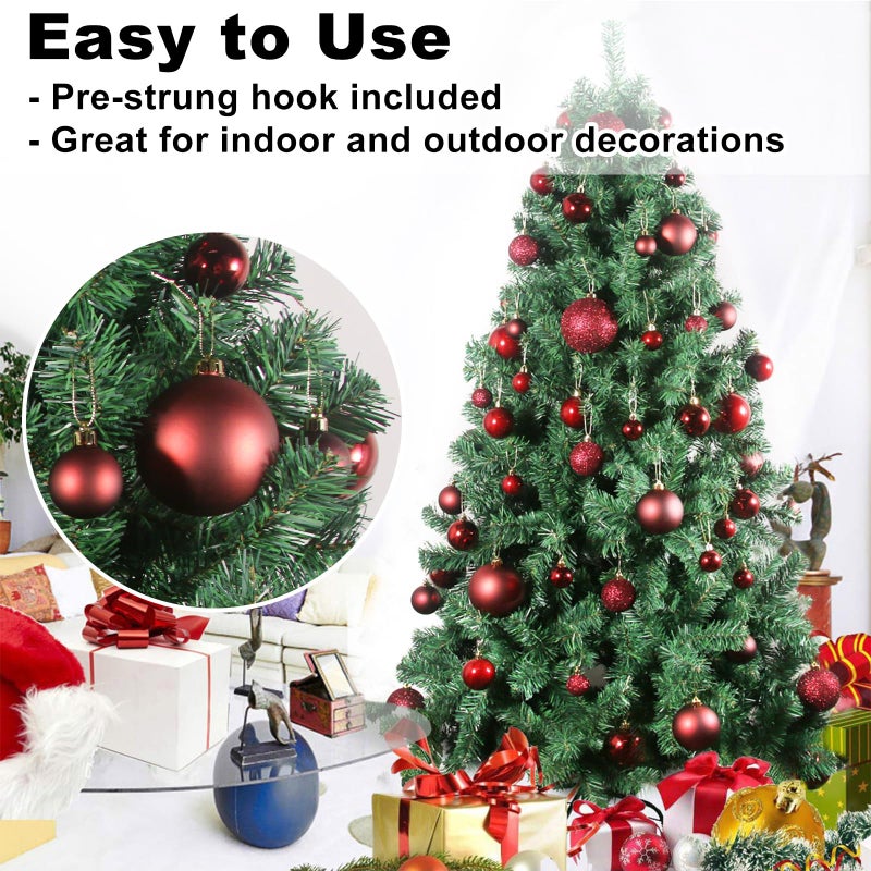 GameXcel Maroon 3.2"" Large Christmas Balls - Christmas Tree Decoration Ornaments Shatterproof Hanging Balls for Birthday Halloween Holiday Wedding Decorations Set of 10pcs - Image 5