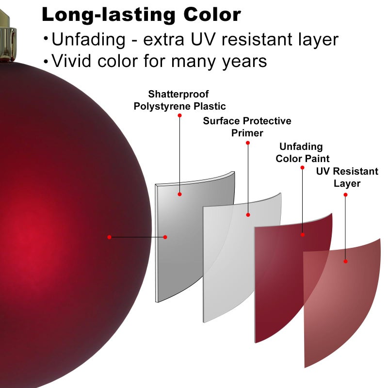 GameXcel Maroon 3.2"" Large Christmas Balls - Christmas Tree Decoration Ornaments Shatterproof Hanging Balls for Birthday Halloween Holiday Wedding Decorations Set of 10pcs - Image 4