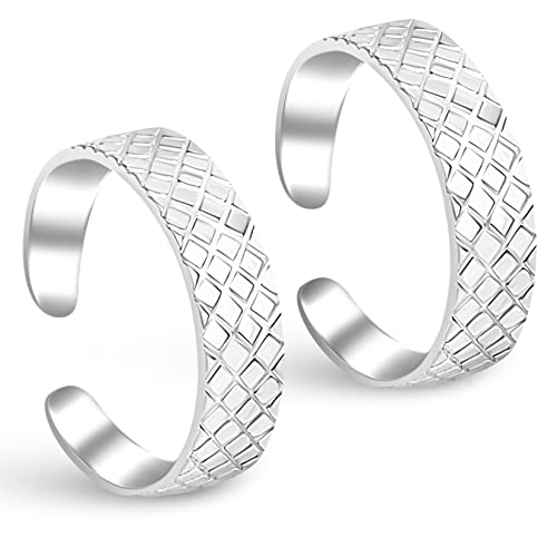 Silver Chest 925 Sterling Silver Toe Ring Pair For Women� Elegant Self Design Silver Bands(Pair of 2) - Image 1