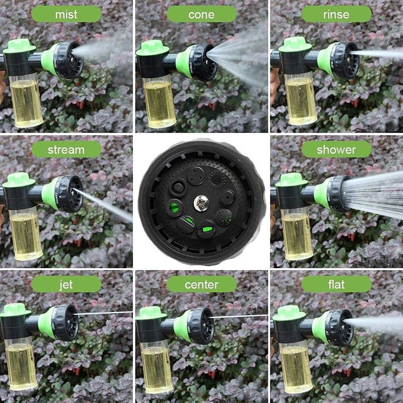 KAHEIGN Garden Hose Foam Sprayer, 8 Patterns High Pressure Nozzles Watering Sprayer Soap Dispenser with Soap Reservoir for Car Washing Pets Shower Plants Watering - Image 1