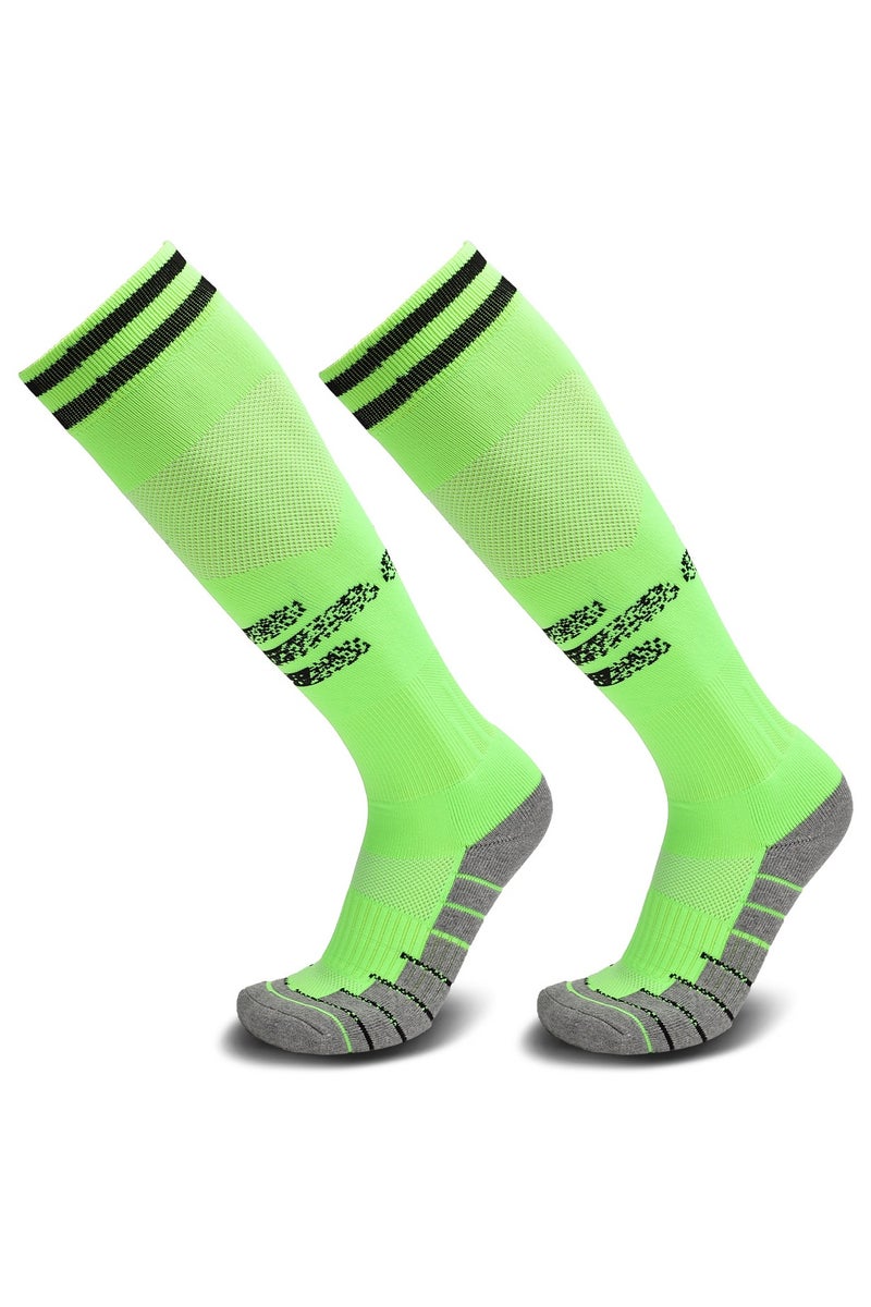 SKY WING Soccer Socks, Sport Knee High Socks Calf Compression Athletic Socks for Mens and Women Running&Training Football Thickening Keep Warm Sock-Green-2 Pair - Image 1