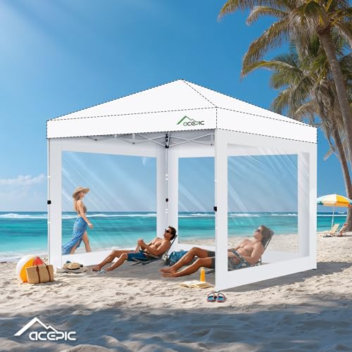 Acepic Clear Canopy Sidewalls for 10x10 Pop Up Tent Transparent Window Curtain Cloth 8 Mil PVC Enclosure Fabric with Zipper White 3Pack Sidewalls Only Not Included FrameTop - Image 3