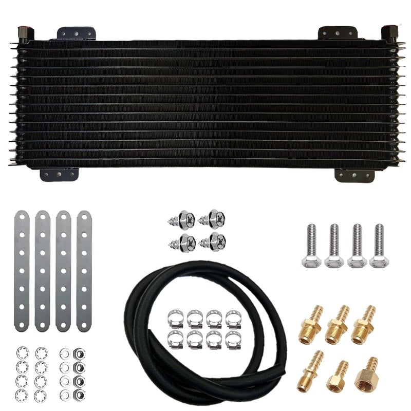 OVANOH Low Pressure Drop Transmission Oil Cooler 40k Transmission Oil Cool Compatible For Heavy Duty 40000 GVW Max Low Mounting Hardware Towing Applications and Advanced Cooling Protection LPD47391