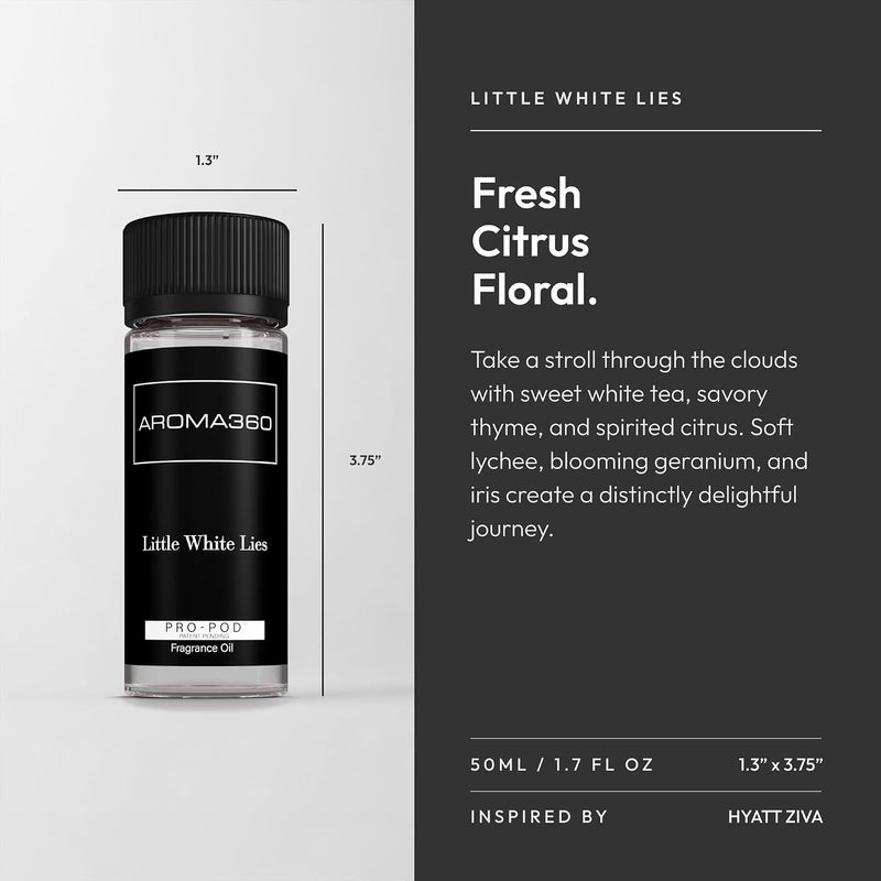 AROMA360 | Little White Lies Pro-Pod Oil Blend | Luxury Hotel Inspired Diffuser Scent | Aromatherapy Scent Diffuser Oil | White Tea, Citron and Bergamot 1.7 fl oz, 50 mL - Image 2