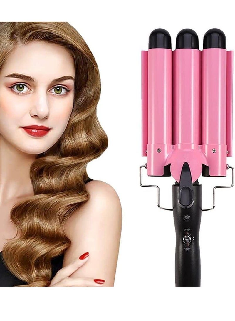 ELTRAZONE Professional Hair Curler 3 barrel curling iron hair waver 3 barrel Ceramic Triple Barrel Curling Iron 25mm Curling Wand Hair Waver - Image 1