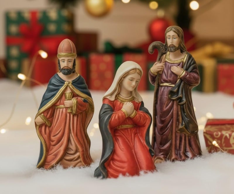 Floweraura Decorative Christmas Crib Nativity Jesus Family Set 9 Pieces Christmas Gifting for Neighbour, Employees, Friends, Colleague | Showpiece Idol for Home Decor - Image 4