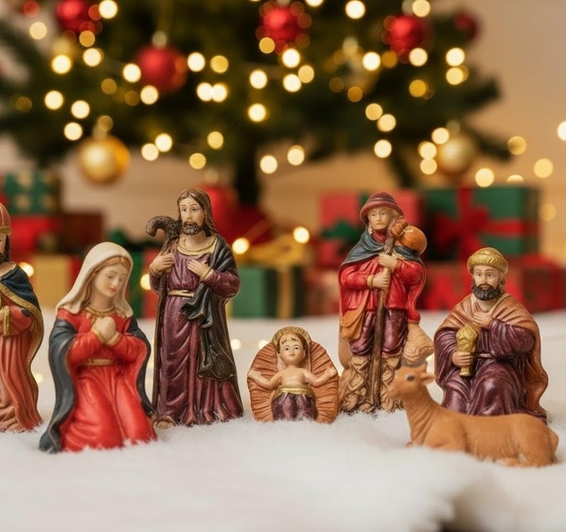 Floweraura Decorative Christmas Crib Nativity Jesus Family Set 9 Pieces Christmas Gifting for Neighbour, Employees, Friends, Colleague | Showpiece Idol for Home Decor - Image 3