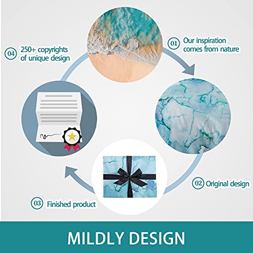MILDLY 100% Long-Staple Cotton Duvet Cover Set Aqua Watercolor Marble Pattern Printed Comforter Cover 3pcs, Ultra Soft & Breathable Bedding Set - Image 4