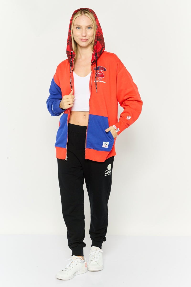 Aape By A Bathing Ape هودي نسائي بطباعة جرافيك على الرقبة، أحمر - Image 3