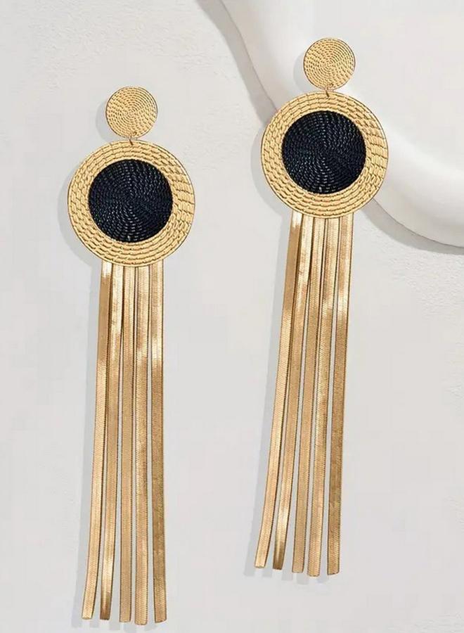 Take Two Circle Tassel Metal Earrings - Image 5