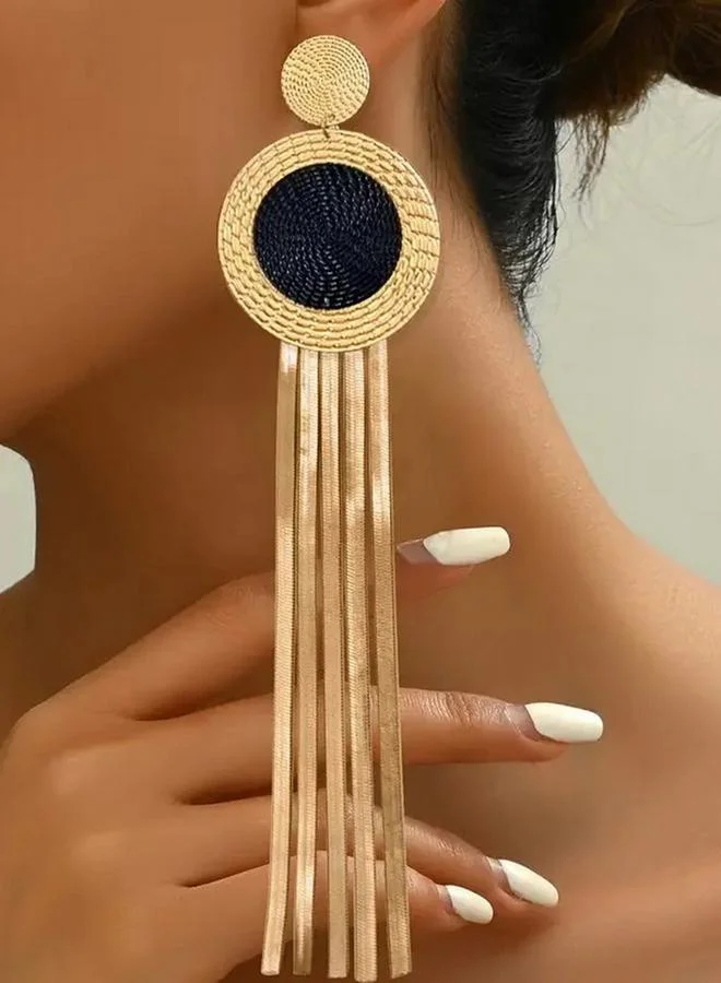 Take Two Take Two Circle Tassel Metal Earrings