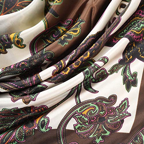 YOUR SMILE Silk Like Scarf Women's Fashion Pattern Large Square Satin Headscarf (Brown Bandanna) - Image 3