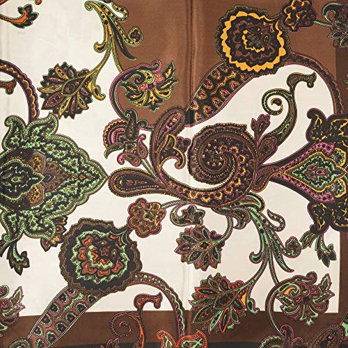 YOUR SMILE Silk Like Scarf Women's Fashion Pattern Large Square Satin Headscarf (Brown Bandanna) - Image 4