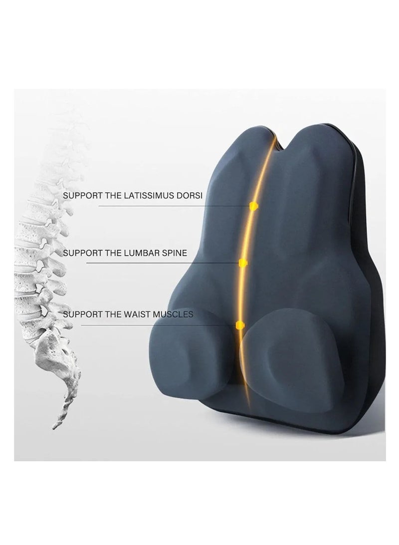 Lumbar Support Pillow, Car Lower Back Support Cushion with Memory Foam, Portable Comfortable Adjustable Backrest for Lower Back Pain Relief for Car, Office Chair, Home, Travel, Camping, Pink - Image 2