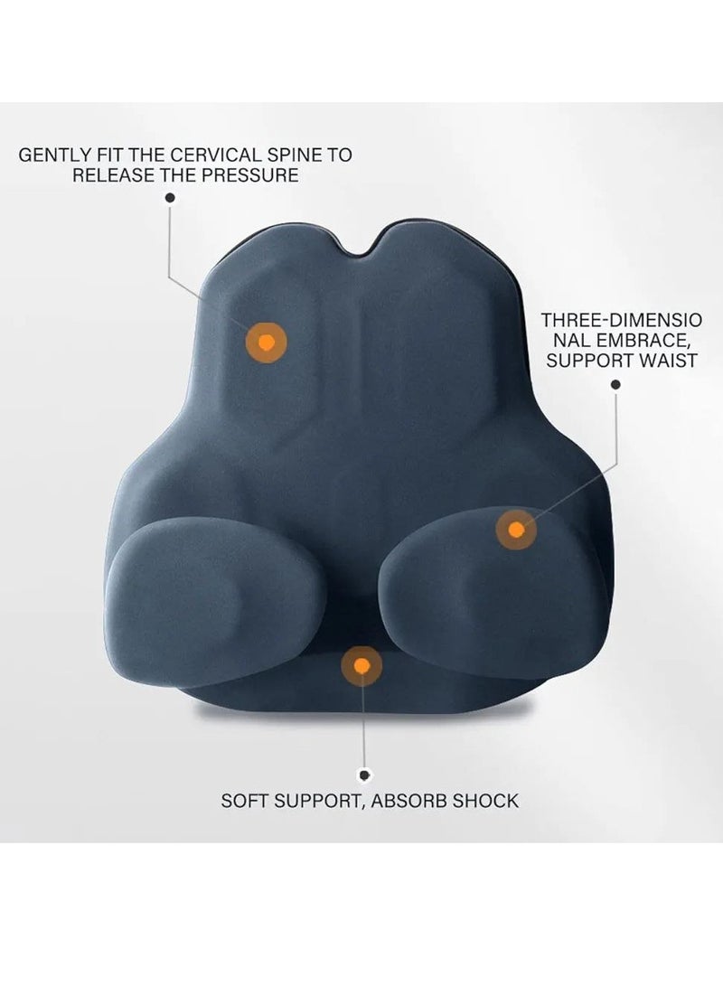 Lumbar Support Pillow, Car Lower Back Support Cushion with Memory Foam, Portable Comfortable Adjustable Backrest for Lower Back Pain Relief for Car, Office Chair, Home, Travel, Camping, Pink - Image 3