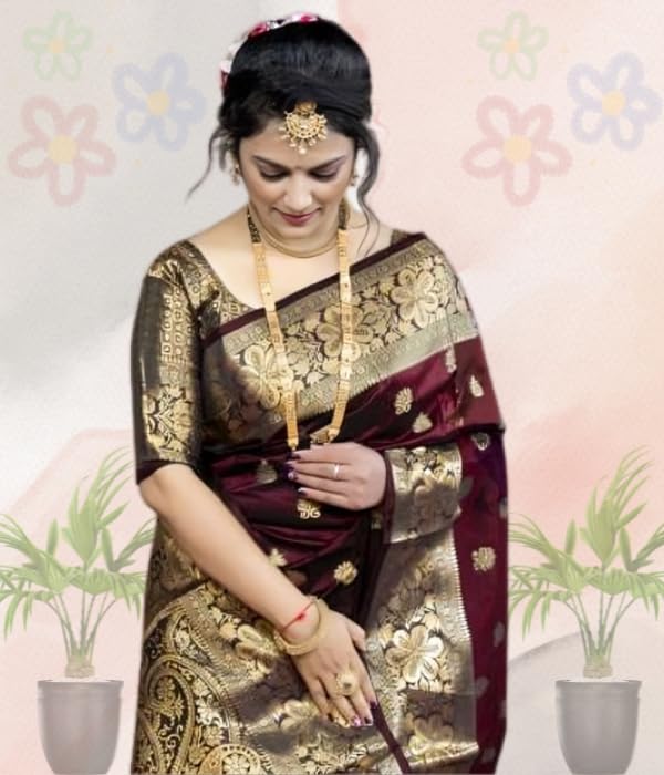 C J Enterprise Women's Banarasi Saree Pure Kanjivaram Silk Saree Soft Design Wear Pattu Sarees Latest Cotton With Blouse Piece for Wedding sadi new ladies 2026 - Image 3