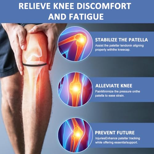 HANNEA® 2 Pairs Knee Support for Men Women Gym Silicone Patella Bands Stretchy Adjustable Knee Braces for Knee Pain Relief Fashion Gym Straps Patella Tendon Support Bands, Black & White, 4PCS - Image 5