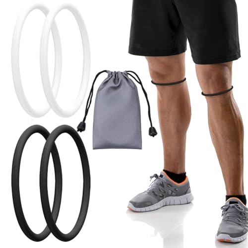HANNEA® 2 Pairs Knee Support for Men Women Gym Silicone Patella Bands Stretchy Adjustable Knee Braces for Knee Pain Relief Fashion Gym Straps Patella Tendon Support Bands, Black & White, 4PCS - Image 1