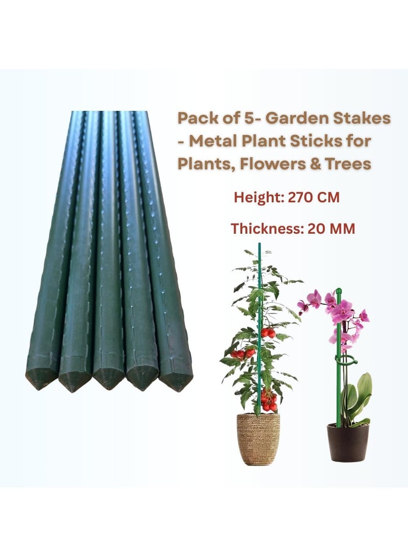 Generic Plant Support Stick 270 CM – Extra Long, 20 MM Thick Metal Core with PVC Coating, Premium-Quality Garden Stake for Tall Plants, Vines & Climbing Vegetables, Pack of 5, Indoor & Outdoor Use  - Image 3