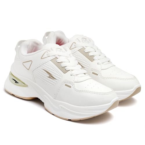 ASIAN Women Aroma-03 Casual Wear Running Shoes With Laces, Lightweight And Comfortable Shoes Gym And Sports Shoes With Stylish Design, Off White, 5 UK - Image 1