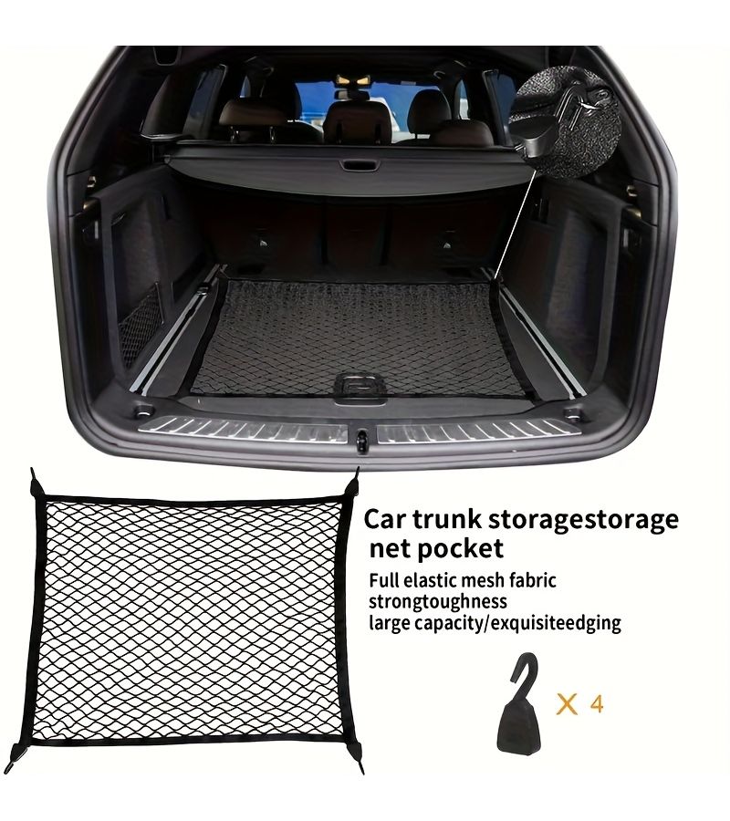 1pc 315 2362 Inch Durable Nylon Elastic Cargo Net For SUV Truck Car Trunk Organizer With ABS Hook Strong Tailgate Netting Accessory For Vehicle Storage Versatile Setup High Quality Sturdy - Image 5