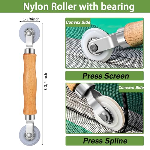 King&Charles Screen Roller Tool, King&Charles Screen Spline Tool, Spline Roller, Steel/Nylon Roller with Bearing + Removal Hook, 3in1 Window Screen Door Repair Kit, for Installing Door Window Mesh - Image 3