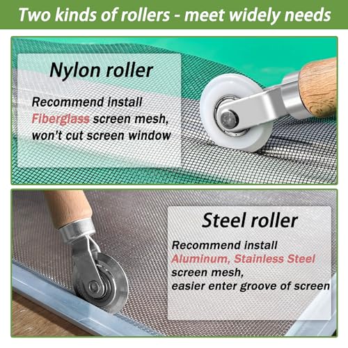 King&Charles Screen Roller Tool, King&Charles Screen Spline Tool, Spline Roller, Steel/Nylon Roller with Bearing + Removal Hook, 3in1 Window Screen Door Repair Kit, for Installing Door Window Mesh - Image 4