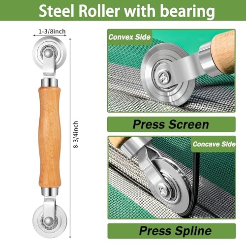 King&Charles Screen Roller Tool, King&Charles Screen Spline Tool, Spline Roller, Steel/Nylon Roller with Bearing + Removal Hook, 3in1 Window Screen Door Repair Kit, for Installing Door Window Mesh - Image 2