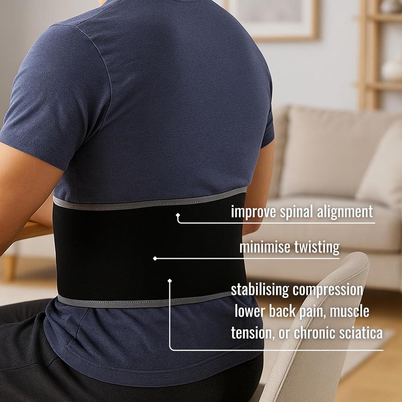 VULKAN Classic Back Support Belt Adjustable Lumbar Brace for Lower Back Pain Relief Sciatica and Posture Correction 1 Size Back Support for Men and Women Durable and Comfortable Fit - Image 3