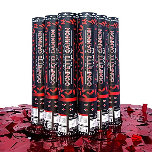 Confetti Sky [6 Pack] 12 Inch Confetti Cannons | Red Confetti Poppers for Wedding Celebration, Birthday Party, Pranks, Graduation, Christmas Eve and New Year Celebration - Image 1