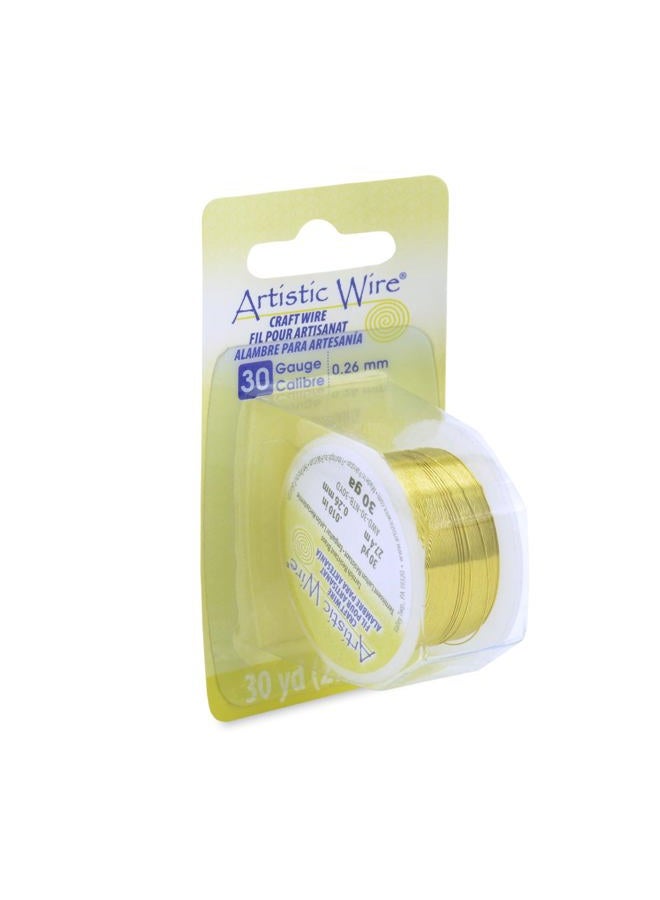 Artistic Wire 30 Gauge Tarnish Resistant Brass Craft Jewelry Wrapping Wire, Gold Color, 30 yd - Image 1