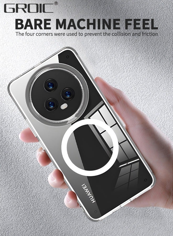 GROIC For Honor Magic 5 Case, Compatible with Magsafe 1 Pcs Glass Screen Protector Not Yellowing Slim Thin Shockproof Phone Cover 6.73‘’ -Clear - Image 4