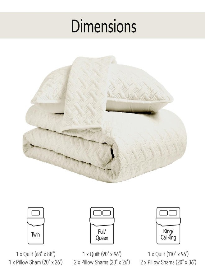 FLYMME Quilts King Size,Lightweight Cream Bedspreads,Basket Weave Pattern,Ultra Soft Microfiber Bed Coverlet 3 Pieces for All-Seasons (1 Quilt,2 Pillow Shams) - Image 4