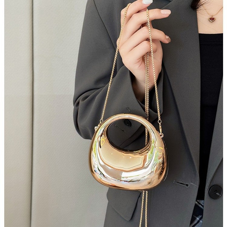 Acrylic Crescent Mini Crossbody Bag with Chain - Image 3
