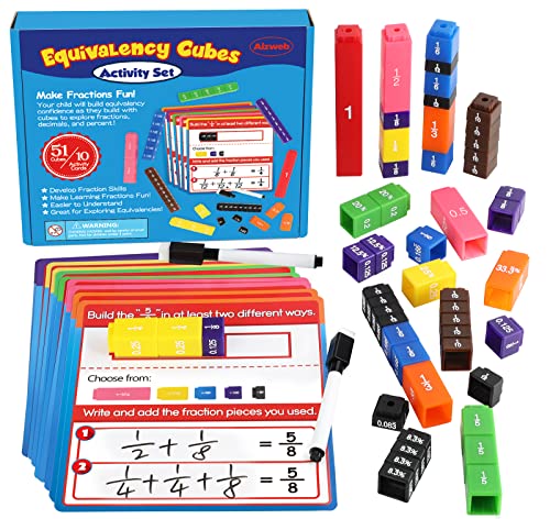 Aizweb Interlocking Fraction Manipulatives CubesFraction Tiles BlocksEquivalency Percent Decimals CubesMath Games Activity for Elementary KidsFraction Learning Tools Homeschool Classroom Supplies - Image 1
