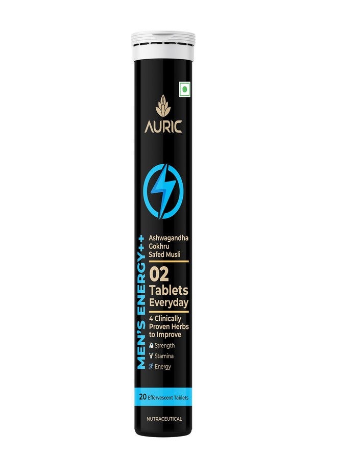 Auric Men S Energy++ 20 Tablets|Ashwagandha, Gokshura, Safed Musli, Fenugreek, L Citrulline And Zinc Blend For Performance Boost|Helps Improve Vitality, Stamina & Strength|Research-Backed Ingredient - Image 1