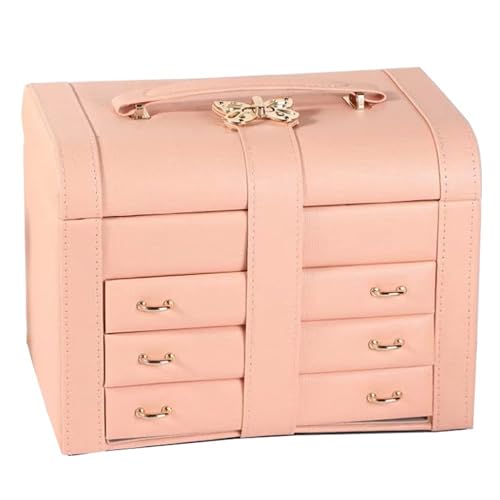SIBY Peach Leather Jewelry Box with 8 Drawers & Soft Velvet Lining | Premium Storage Case for Women’s Rings, Bracelets, Watches, Earrings - Image 1