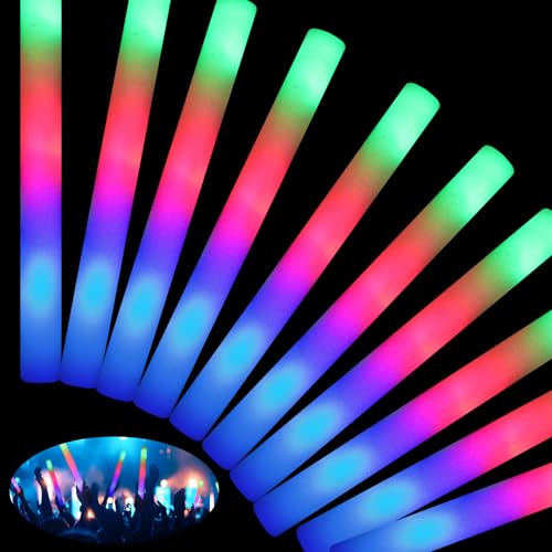 HONLYNE 200PCS Foam Glow Sticks with 3 Modes Colorful Flashing LED Light Sticks Glow Sticks Party Pack for Wedding Raves Concert Party Christmas Supplies - Image 1