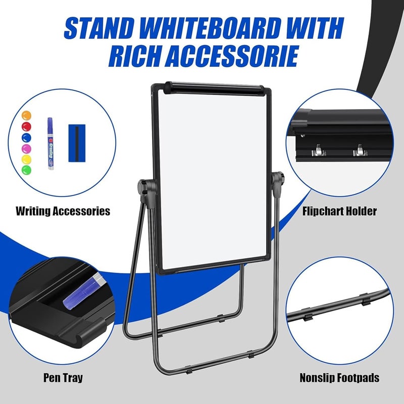 TDOO Double-Sided Dry Erase Whiteboard with Stand, Height Adjustable Classroom Easel White Board Easel Stand with Flipchart Hook, Erase, Markers, Magnets (90 * 60cm) - Image 2
