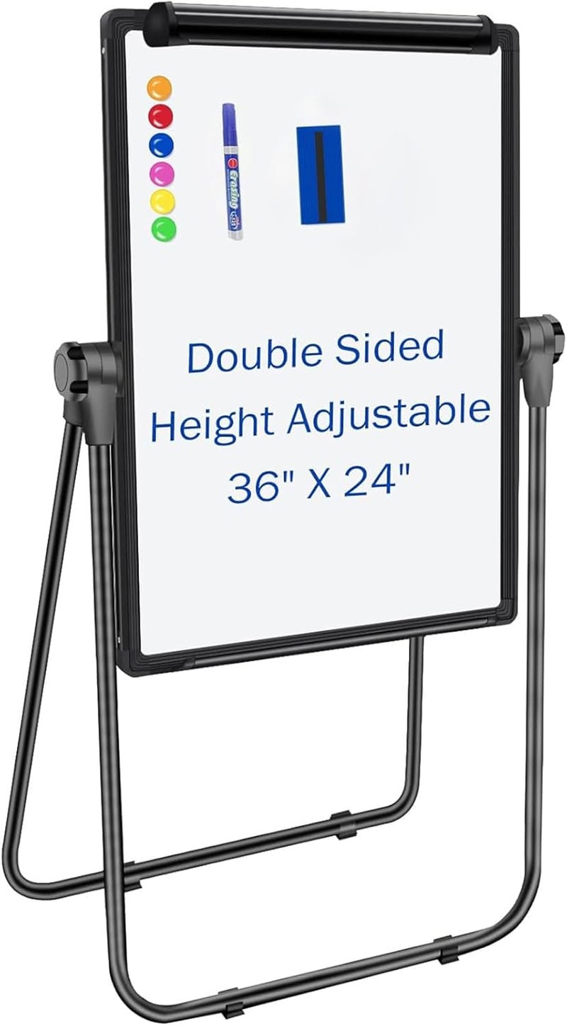 TDOO Double-Sided Dry Erase Whiteboard with Stand, Height Adjustable Classroom Easel White Board Easel Stand with Flipchart Hook, Erase, Markers, Magnets (90 * 60cm) - Image 1