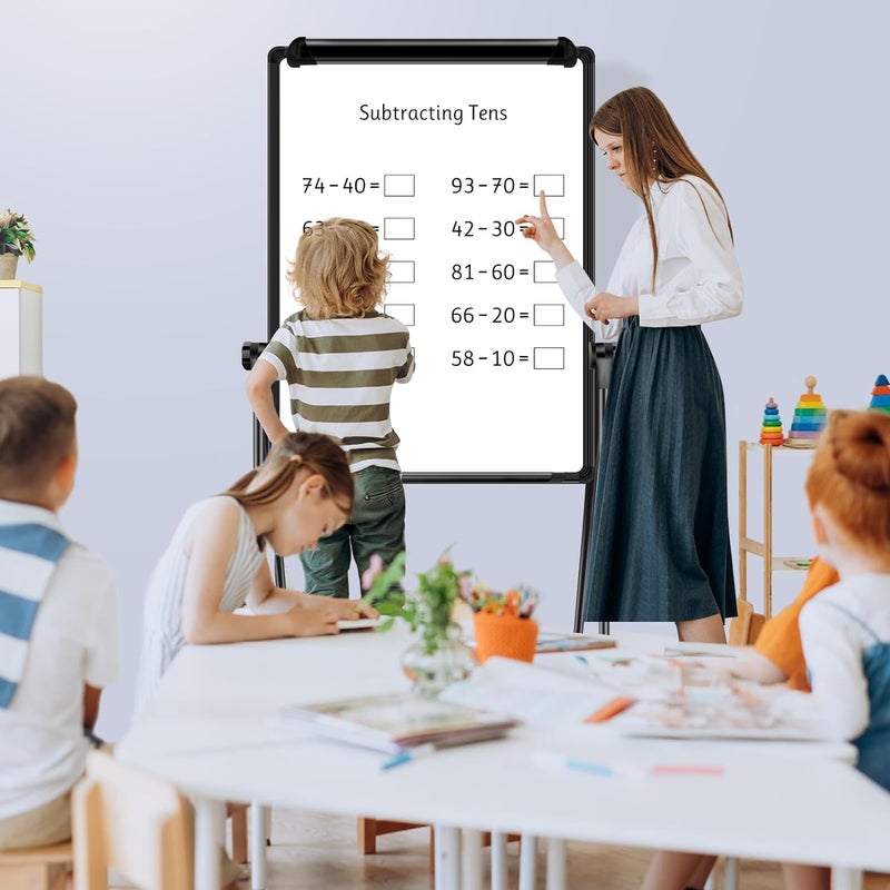 TDOO Double-Sided Dry Erase Whiteboard with Stand, Height Adjustable Classroom Easel White Board Easel Stand with Flipchart Hook, Erase, Markers, Magnets (90 * 60cm) - Image 4